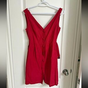 Mango red linen dress